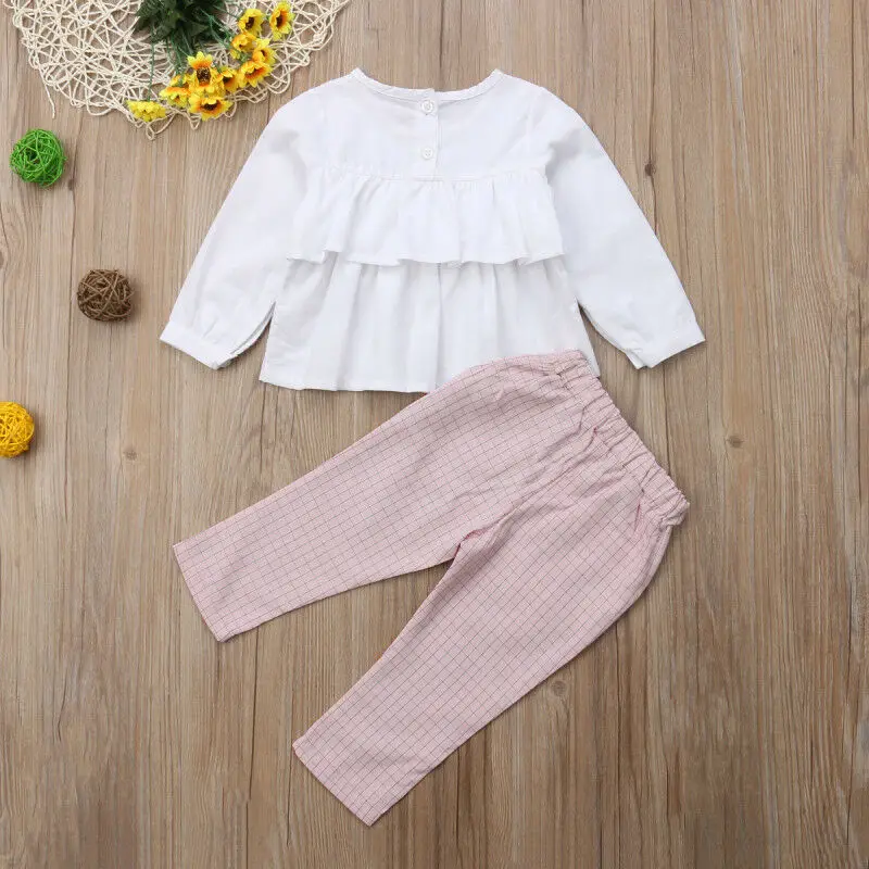 2018 новая осенняя одежда для маленьких девочек 2 предмета белые футболки с