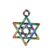 10pcs six pointed star of david alloy charms pendant accessories rainbow for jewelry making earring diy metal bulk wholesale