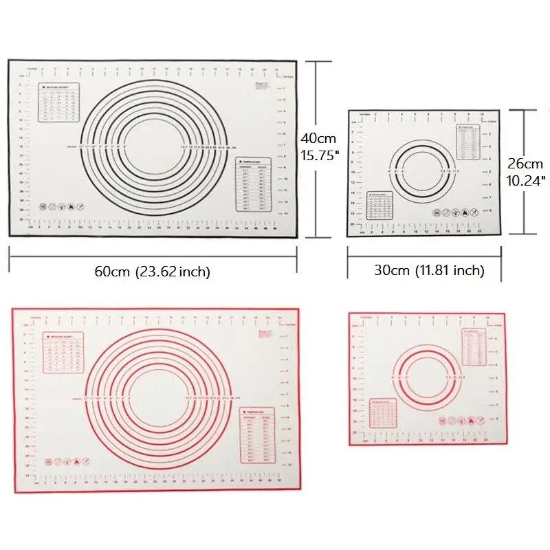 

1Pcs Pastry Board with Scale Silicone Non-Stick Mat Kneading Dough Sheet Rolling Dough Pasta Pad Kitchen Baking Tools