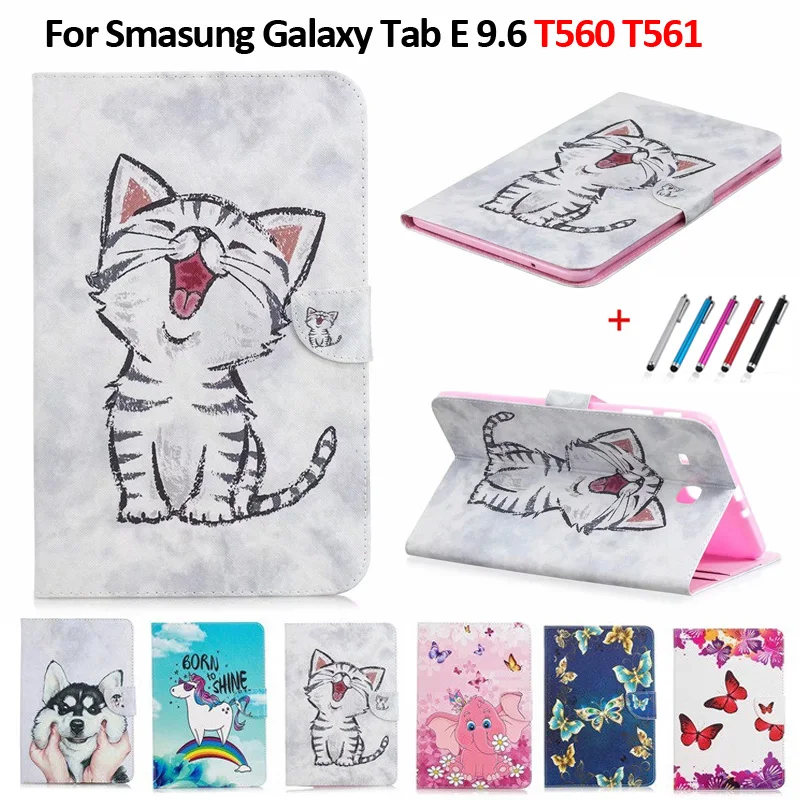 Чехол для Smasung Galaxy Tab E 9,6 T560 SM-T560 T561 милый кот Единорог щенок бабочка чехол для планшета для samsung Tab E 9,6 чехол