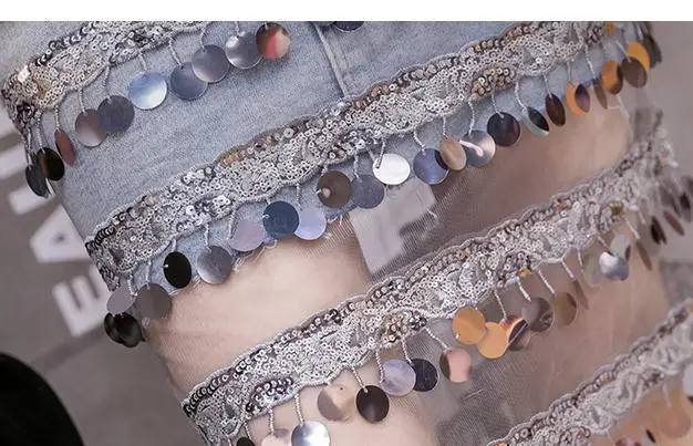 Модная женская юбка в Корейском стиле обтягивающая с высокой талией блестками