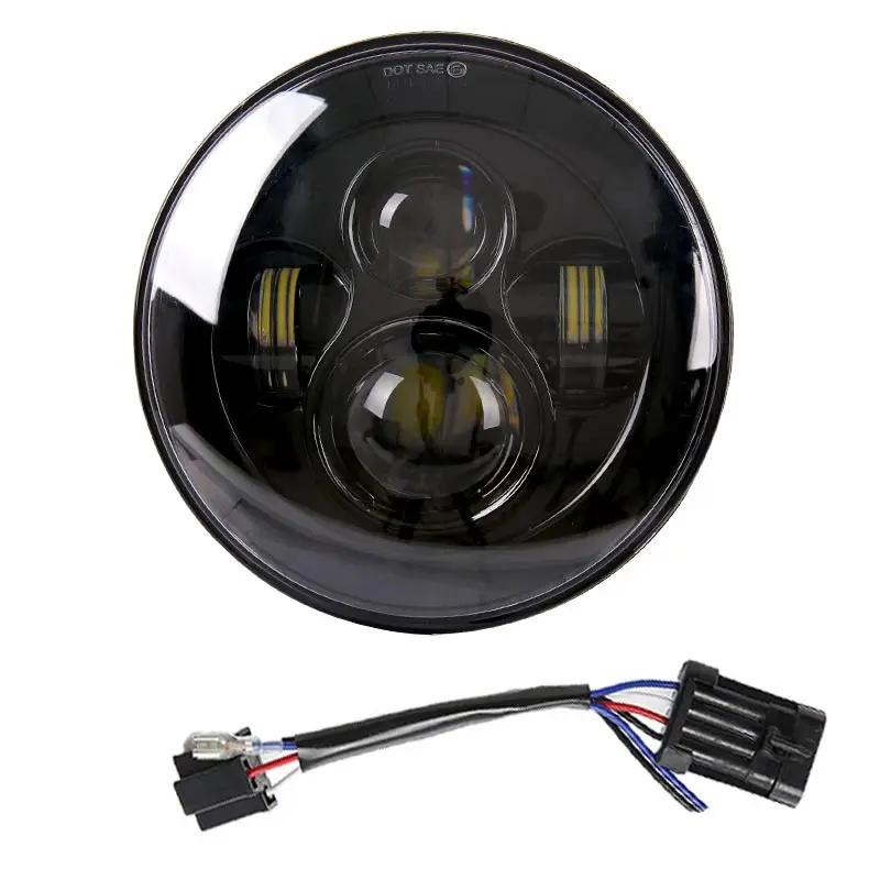 Для Harley Round 7 &quotмотоциклетная черная светодиодная фара с мотором для фар фары