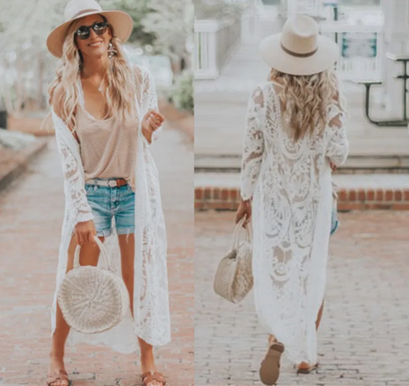 Женский кружевной купальник бикини прозрачная Пляжная накидка летнее пляжное