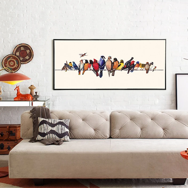 Домашнее Искусство Настенная живопись Цветные Птицы Холст Плакаты большая
