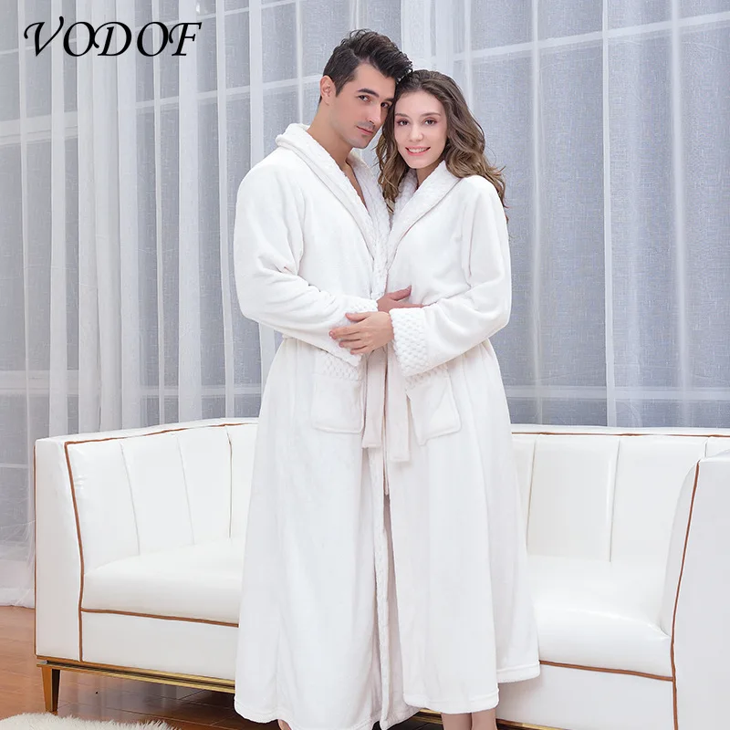 VODOF 100% Cotton Toweling Terry Robe Unisex lovers Soft Bath Robe Men And Women Nightrobe Sleepwear Male Casual Home Bathrobe