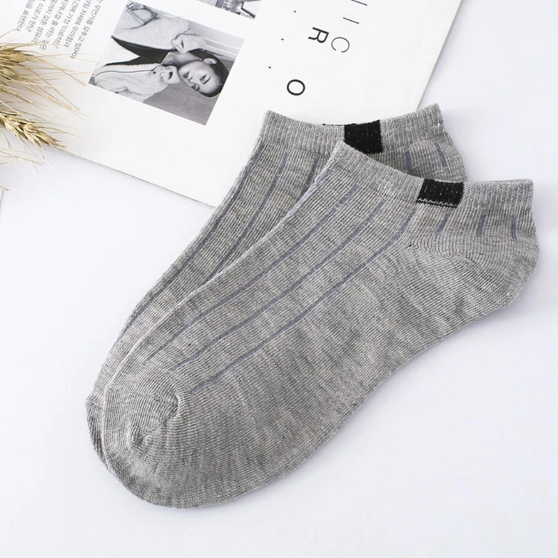 

1 Pair Unisex Women Stripe Cotton Socks Short Ankle Low Cut No-show Casual Soft
