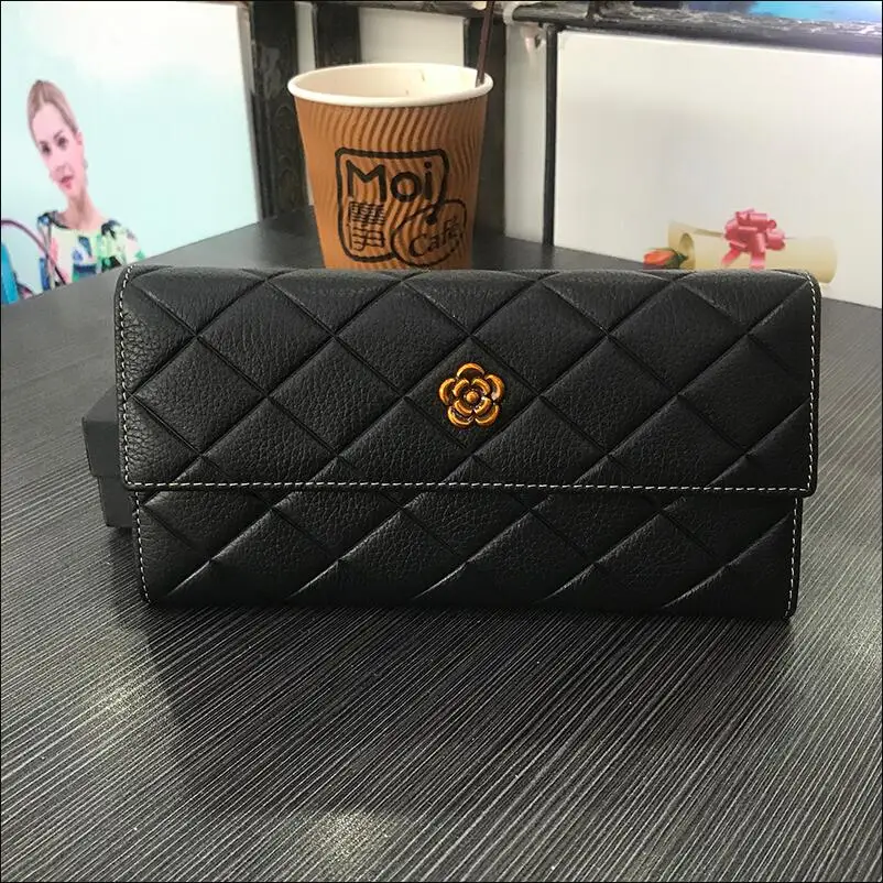 Сан Мари женские кошельки и сумки в клетку натуральной кожи Длинный кошелек