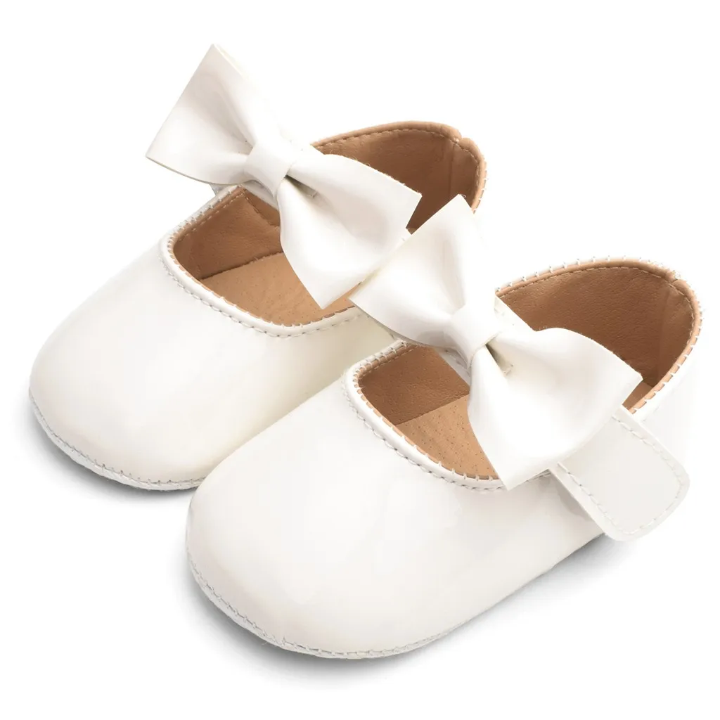 Patent Leather Shoes Kids Baby Girls Bow Firstwalk Hook Loop Casual Toddler Ant-slip Cute Soft Sole Sapatinho Menina |