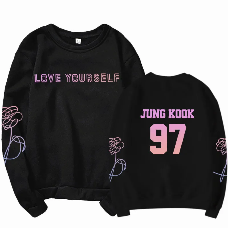 Толстовка с капюшоном love yourself k pop bangtan boys Свитшот Jung Kook 97 suga унисекс корейские
