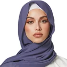 Однотонные шифоновые хиджабы большого размера, мусульманские шали высокого качества, мусульманские шарфы 180*85 см, 10 шт.Лот, оптовая продажа