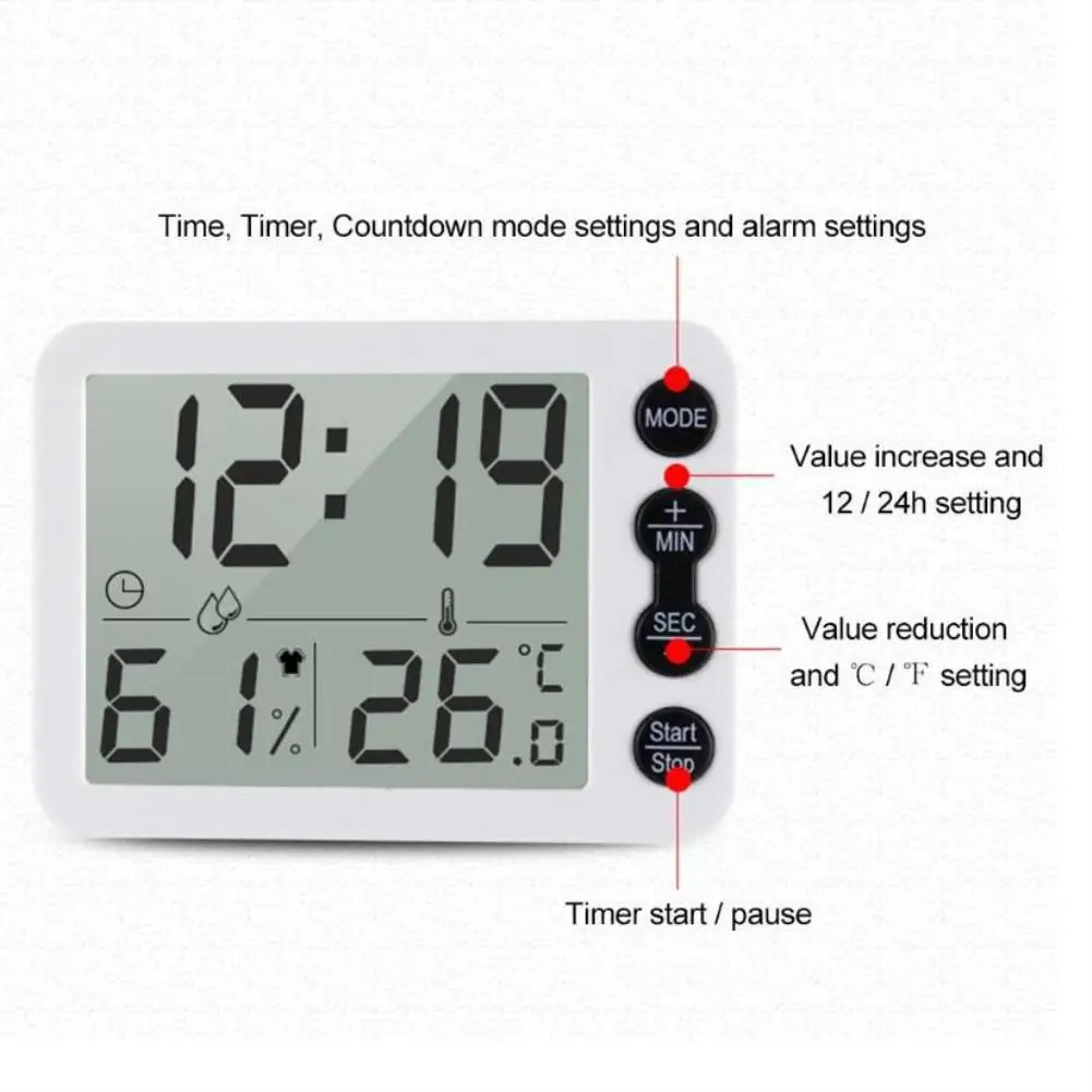 Многофункциональный измеритель температуры и влажности Часы Будильник Таймер C/F