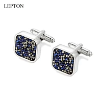 lepton crystal cluster cufflinks men square classic business crystal cufflink fashion mens shirt cuffs cuff links wedding gift