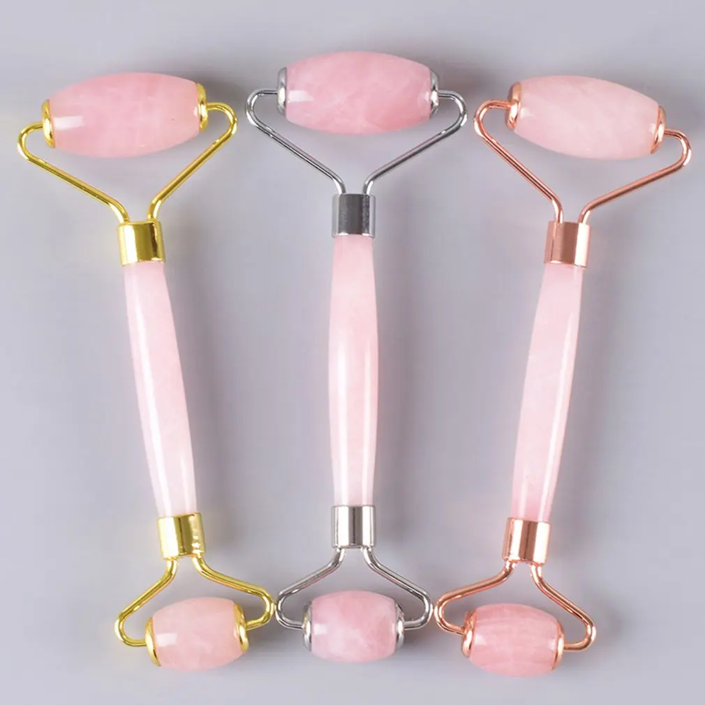 

Natural Powder Crystal Jade Roller Beauty Jade Wheel Facial Massager Scraping Plate Meridian Health Care Set Massage Stick