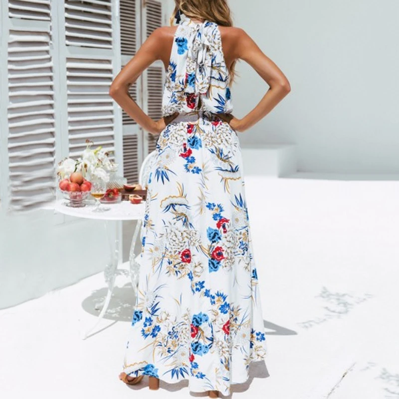 Летнее пляжное платье женское Повседневное без рукавов с принтом праздничные
