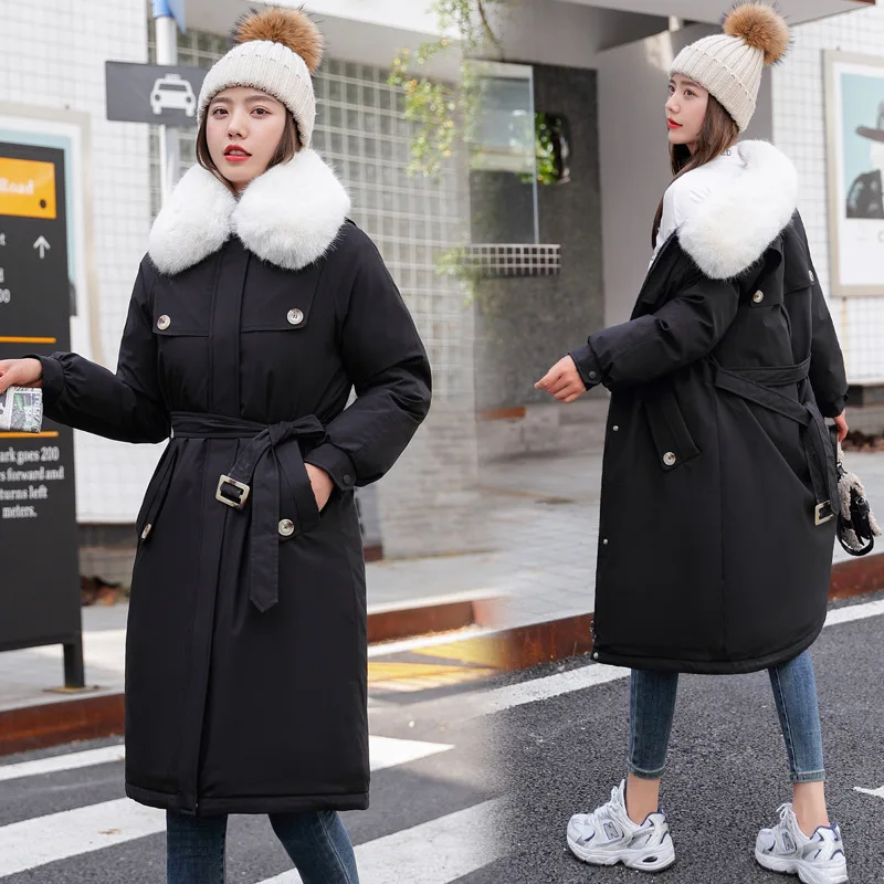 Casual Long Pie Overcoming Women's New Winter Loose Large Fur Collar Cotton-Padded Jacket Thick Fashion Cotton-Padded Jacket