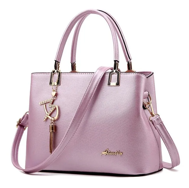 Light purple Yogodlns Классическая однотонная женская сумка-тоут из искусственной кожи с кисточками женская сумка с верхней ручкой модная сумка через плечо для леди - Цвет: Light purple