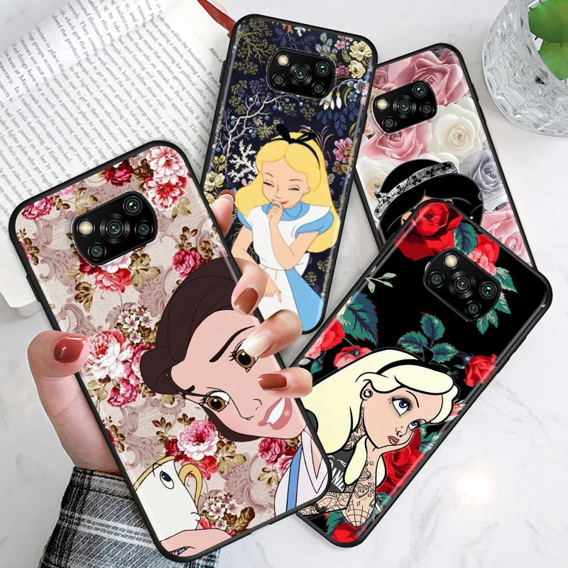 

Animation Alice Princess For Xiaomi Mi Play Mix 3 A2 A1 6X 5X Civi Poco F3 GT M3 M2 X2 F2 X3 NFC Pro C3 F1 Black Phone Case