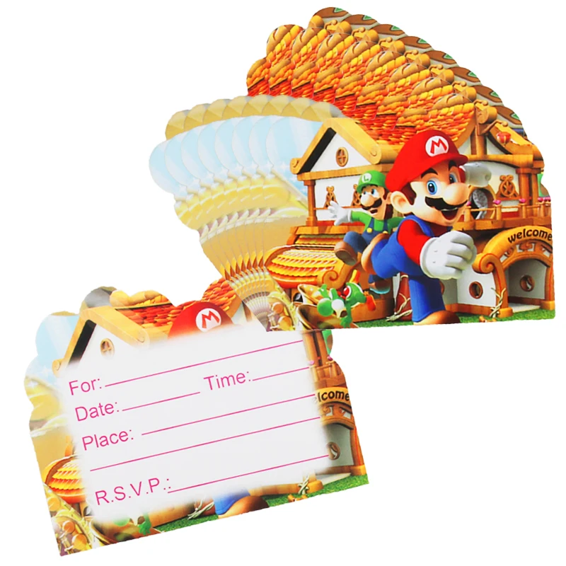 card 10pcs 24 шт. тема "Супер Марио" топперы для кексов с днем рождения с палочками для украшения детского душа для мальчиков - Цвет: card 10pcs