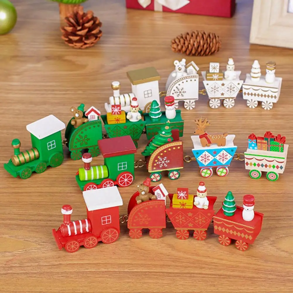 

1 Set Christmas Train Wood for Home Xmas Tree Holiday Party Christmas Decoration kid toys gift new year Ornament navidad 2021