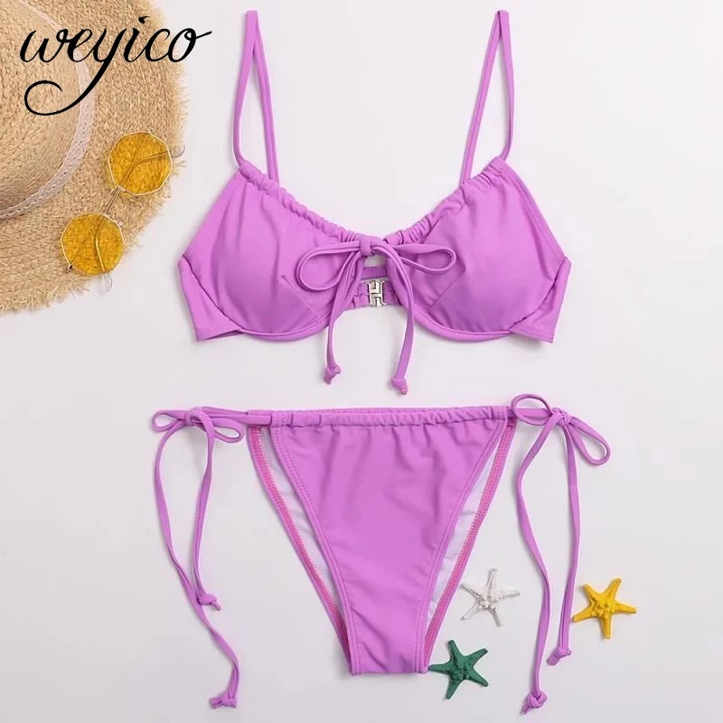 Сексуальный женский комплект бикини купальник с низкой талией купальный костюм