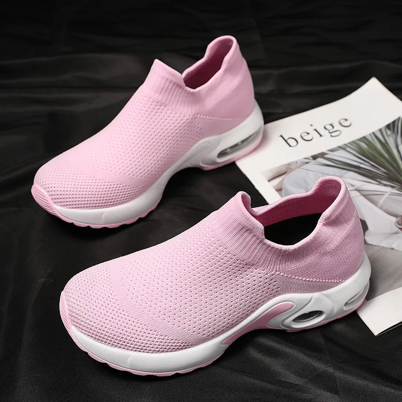 

Large Size Women's Single Shoes 2021 Summer and Autumn New Flying Woven Air Cushion Sneakers Women Casual Fashion Women's Shoes
