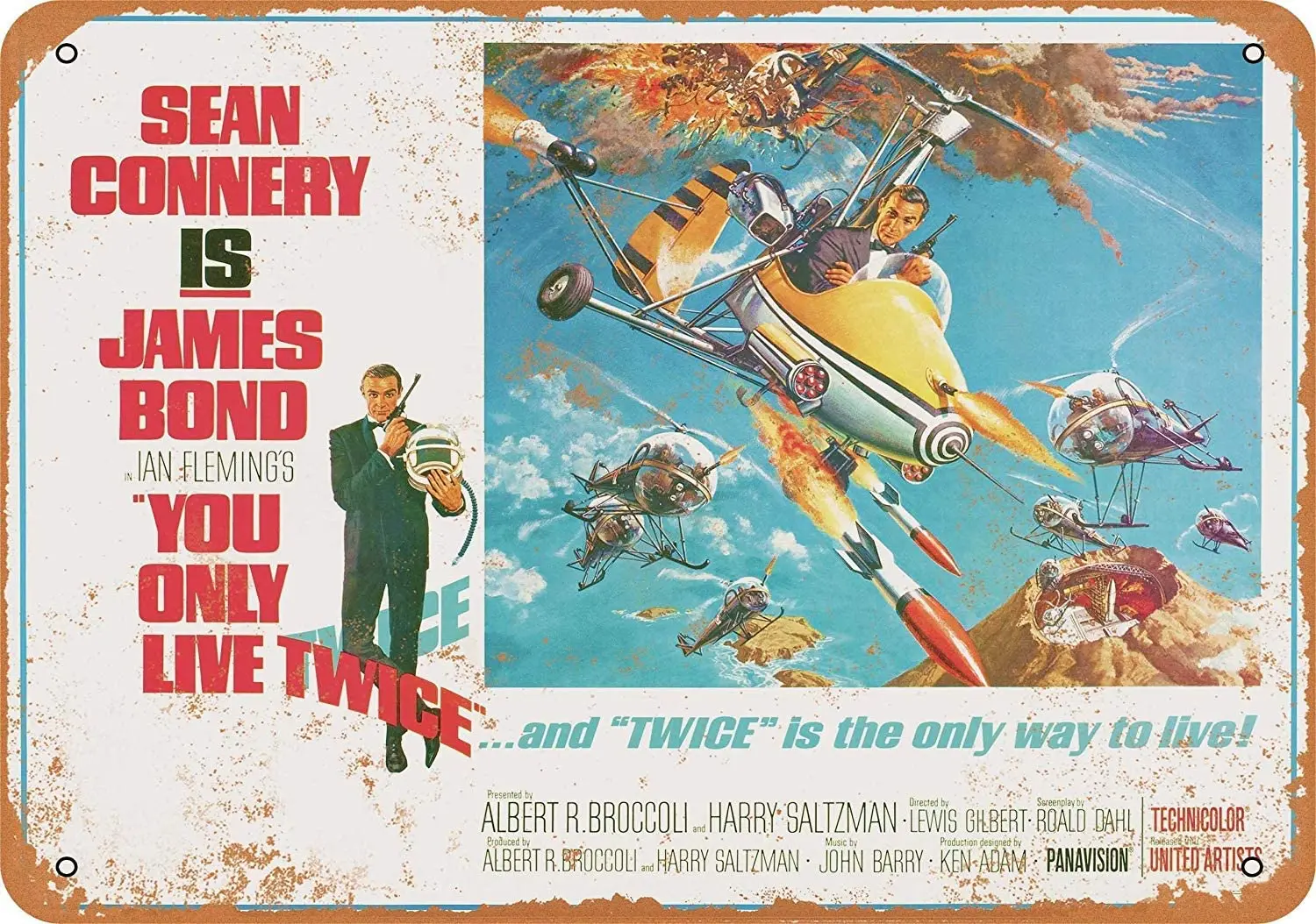 

Жестяной знак 8x12 дюймов Джеймс Бонд вы живете только два раза-винтажная репродукция