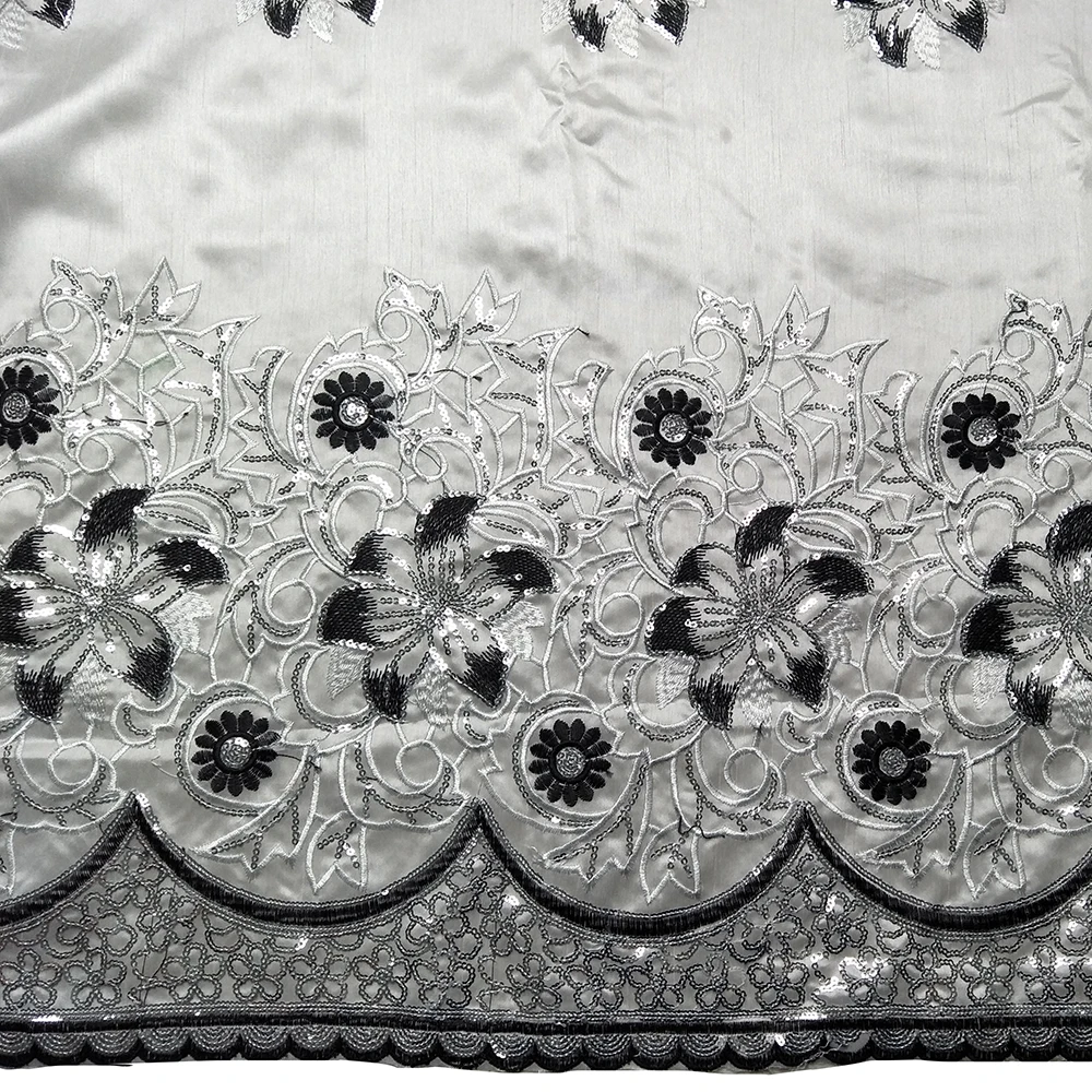 Высококачественная Белая и черная кружевная ткань George Африканский шелк сырец с