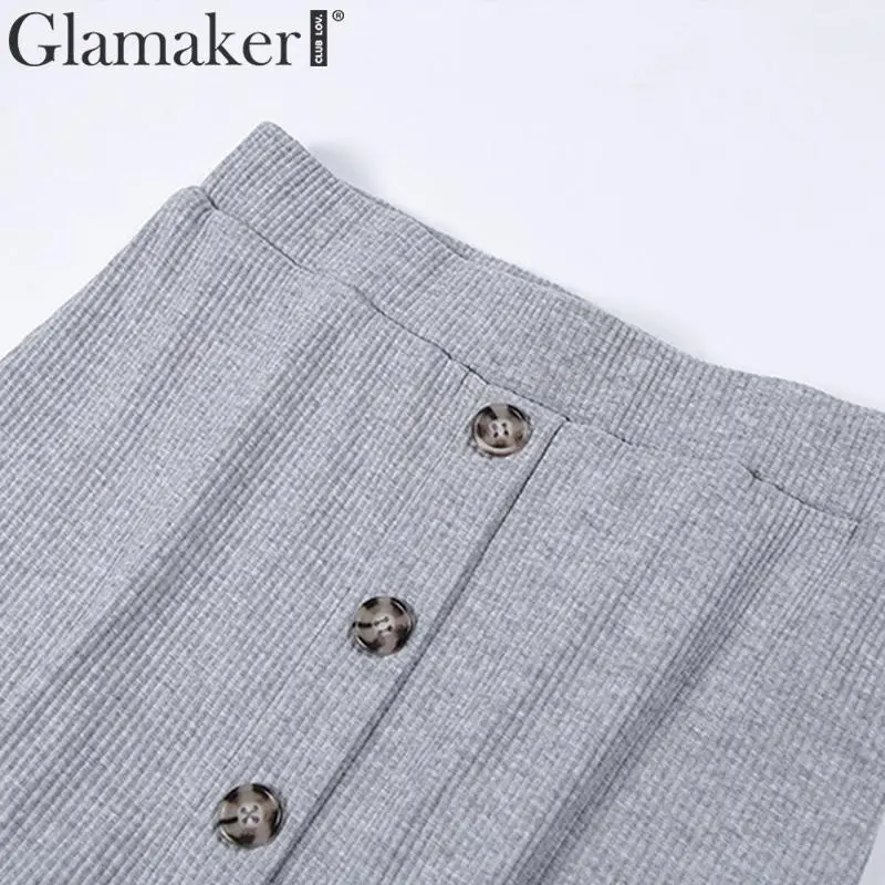 Glamaker вязаный костюм из двух частей сексуальное платье зимнее женское с v-образным вырезом элегантное платье миди осенние вечерние Клубные платья с длинным рукавом облегающее платье