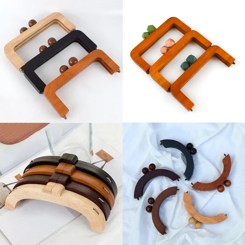 

1Pc 14/20/30cm Bag Wood Handle Wooden Bags Closure Kiss Clasp Purse Frames Lock Buckles Handles DIY Sewing Brackets Accessories