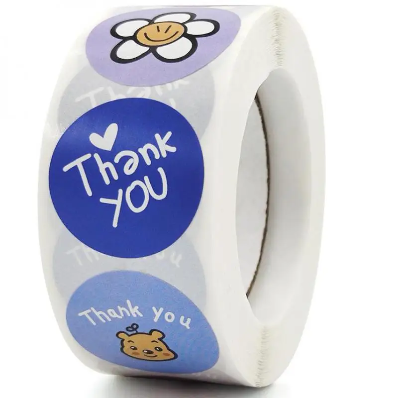 

500 шт., милые наклейки с надписью «Thank You»