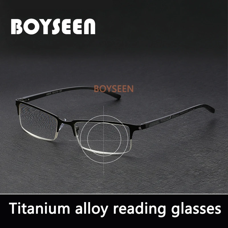 

BOYSEEN Titanium alloy Reading Glasses Non spherical 12 Layer Coated lenses Retro Business Hyperopia Prescription Eyeglasses
