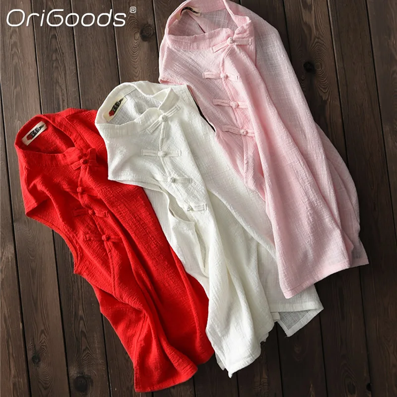 Женская рубашка в китайском стиле без рукавов B205 | одежда