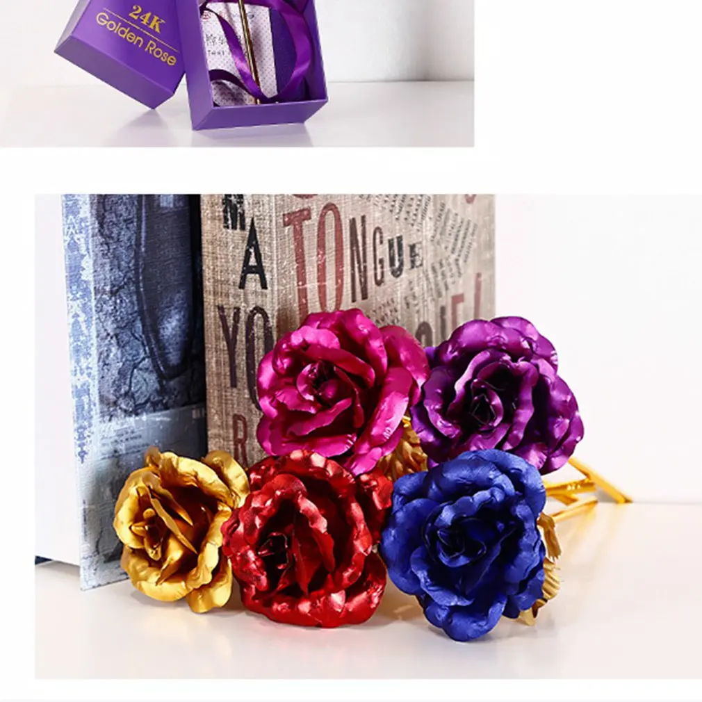 Горячая 24K фольга позолоченная Роза свадебное украшение цветок подарок на день