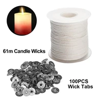 candle making supplies 1pc 61m cotton braid candle wick core 100pcs metal candle wick sustainer tab diy candle accessories