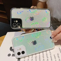 gradient laser flower transparent protection phone case for iphone 11 12 pro max x xr xs max 7 8 plus fashion shining back cover