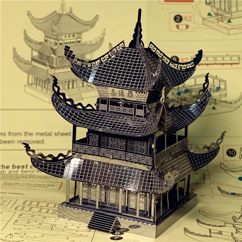 Фото Модель MMZ nanyuan, 3D металлический пазл, башня Yueyang, китайская архитектура, набор для сборки своими руками, лазерная вырезка, пазл, игрушка в пода... №3