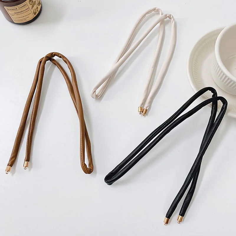 Новинка 2021 Женская винтажная кожаная заколка для хвоста длинные волосы повязка