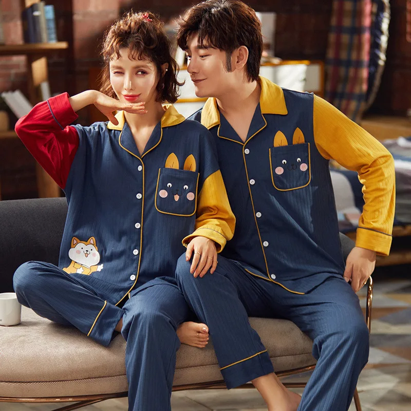 Пижама для пары NIGHTWA осенний кардиган пижама женщин и мужчин с длинными рукавами