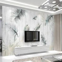 customized size 3d mural plant leaf and feather photo wallpaper board wall painting living room bedroom tv background decoration
