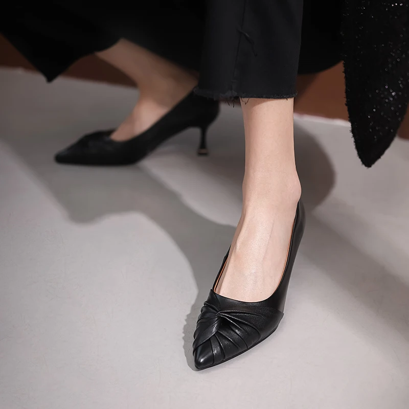 

MORAZORA 2021 New Arrival Ladies High Heels Shoes Genuine Leather Pumps Women Summer Shallow Fashion Party Dress Shoes