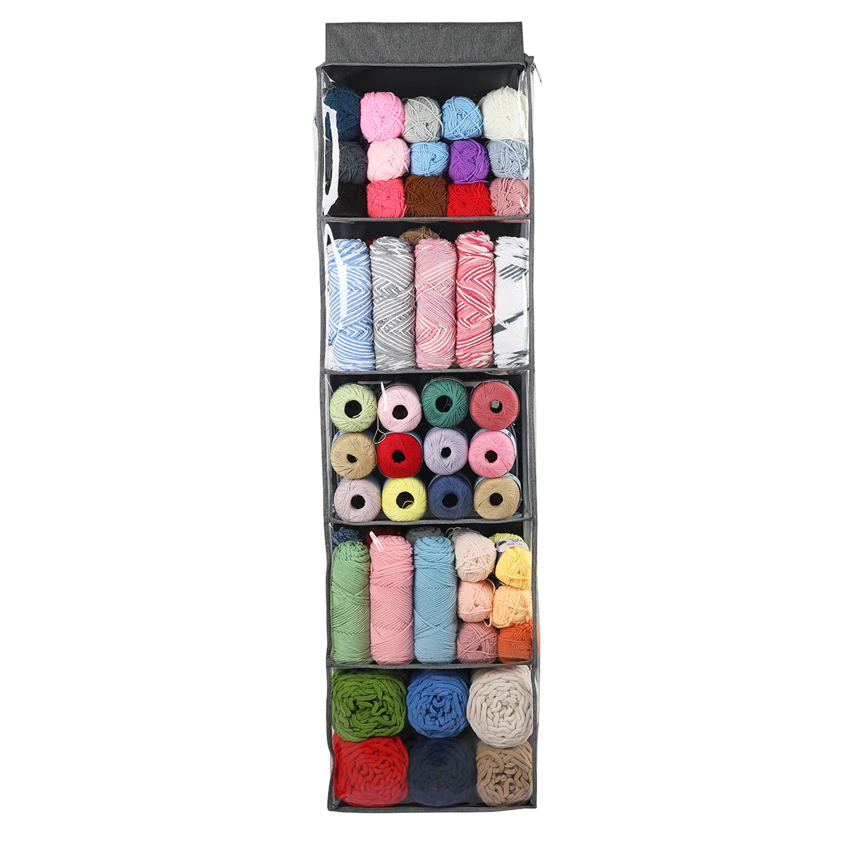 

5 Layers Foldable Sewing Yarn Organizer Hanger Storage Rack Wardrobe Knitting Crochet Tool Needlework Container