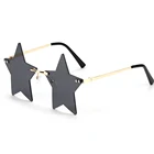Солнцезащитные очки без оправы в форме звезды, модные солнцезащитные очки для женщин и мужчин, праздничные очки, забавные очки с пентаграммой, очки с рождественским декором