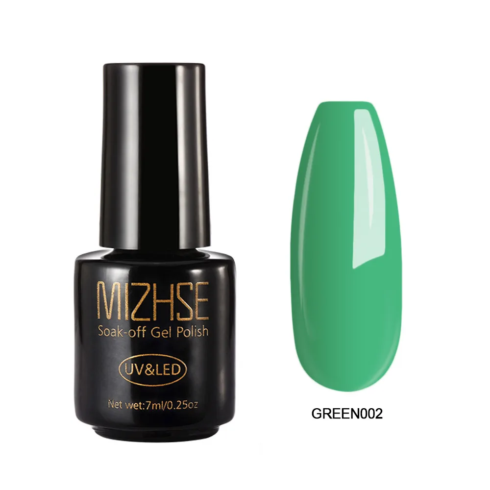 green002 MIZHSE полуперманентный Цветной Гель-лак для ногтей Быстросохнущий УФ-светодиодный Гель-лак 7 мл Гель-лак для ногтей покрытие DIY гель для маникюра - Цвет: green002