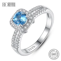 doteffil genuine 925 sterling silver sapphire rings for women engagement wedding fine jewelry big round gemstone anel femme new