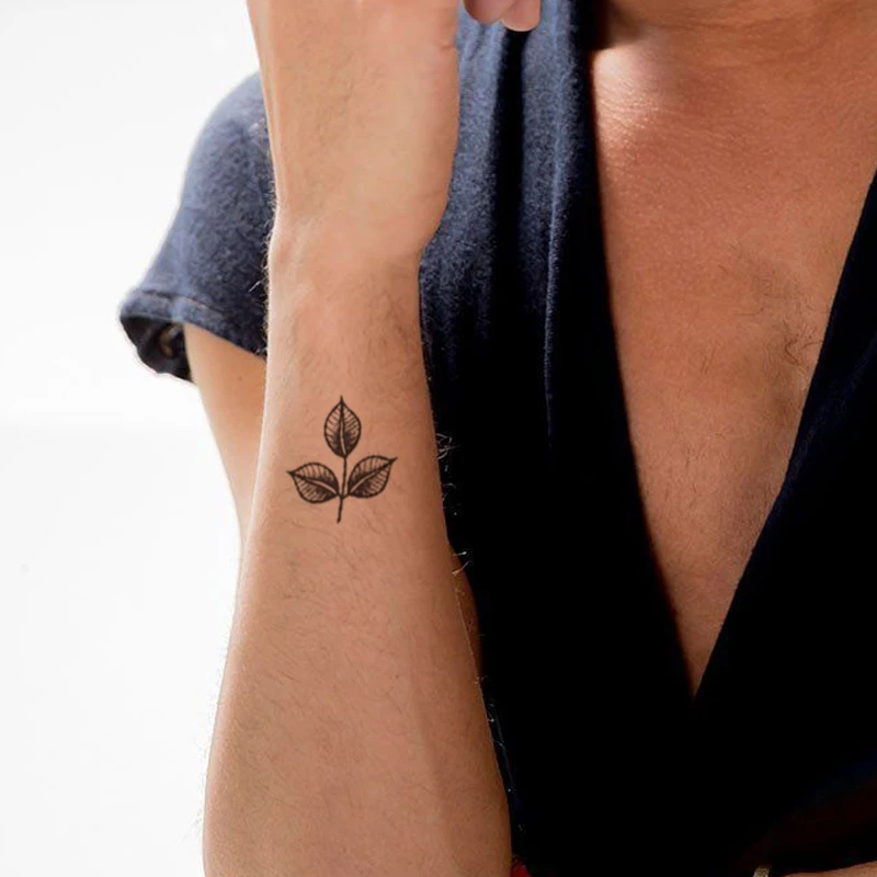 

Обычный цветок Водонепроницаемый Временные татуировки-наклейки черные розовые ветки и листья поддельные татуировки флэш-тату Arm для боди-а...