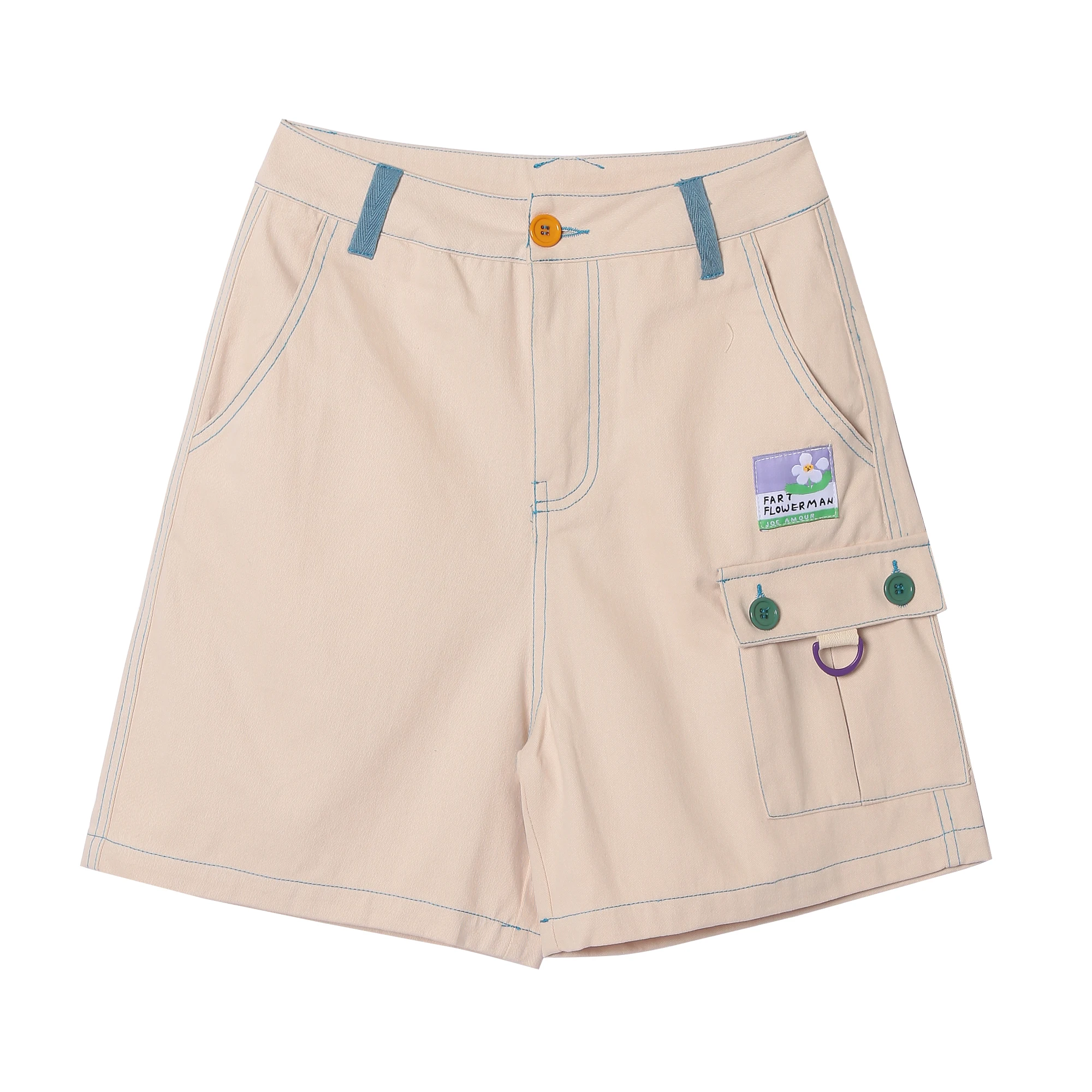 

College wind overalls pocket joker more female straight shorts in the summer of easing tall waist trousers 2021 female students