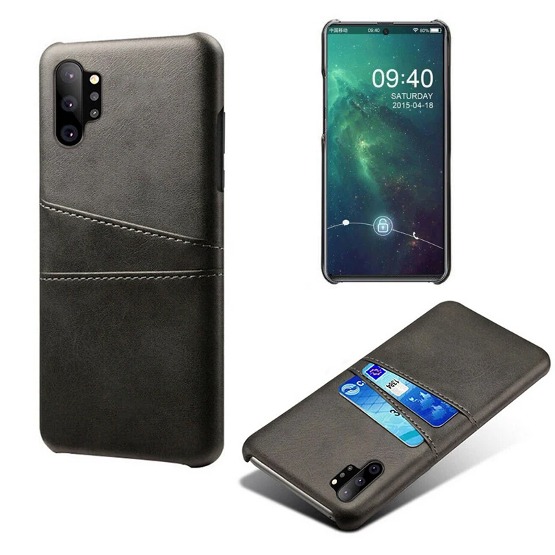 Black YISHANGOU чехол для телефона для samsung S10 S9 плюс Note8 Гибридный чехол из искусственной кожи Жесткий ПК держатель для карт задняя крышка чехол для Galaxy Note Note9 A9 A8 A7 J8 - Цвет: Black