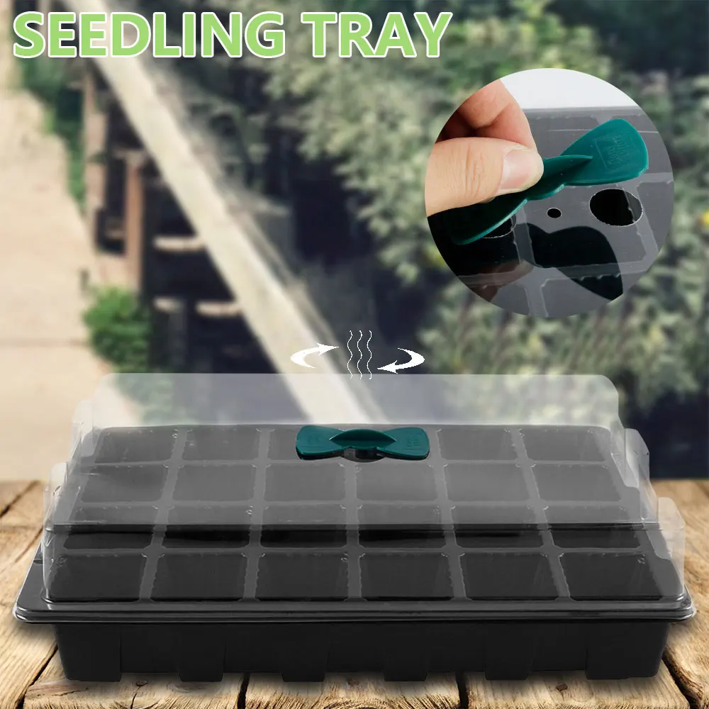 

24 Holes Nursery Trays Plant Seeds Grow Box Seedling Trays Greenhouse Seeding Garden Seed Nursery Pot Germination Box