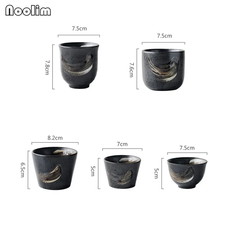 Черная чайная чашка в японском стиле керамическая кунг-фу с ручной росписью