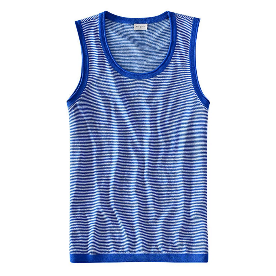 Нижнее белье мужское дышащее мягкое в полоску без рукавов белый черный